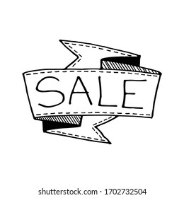 Hand drawn SALE vintage style banner isolated on white