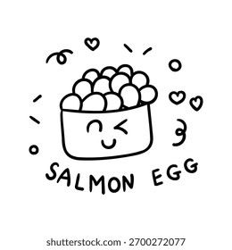 Icono de elemento de contorno de huevo de salmón dibujado a mano