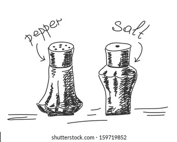 Hand drawn salt and pepper shakers