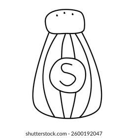 Hand drawn salt shaker. Doodle illustration, vector, isolated on white background