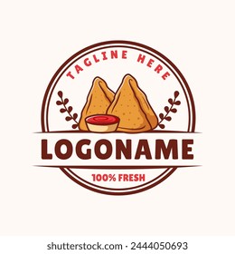 Hand drawn samosa logo template, Suitable for restaurant and shop