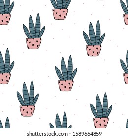 hand drawn Sample pattern with cactus vector illustration