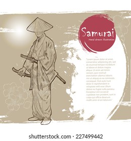 Hand drawn Samurai illustration.