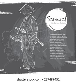 Hand drawn Samurai illustration.