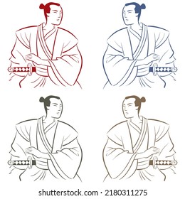 Hand Drawn Samurai Warrior With Sword Vector Illustration
