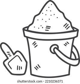 Hand Drawn Sand bucket and scoop tool illustration isolated on background