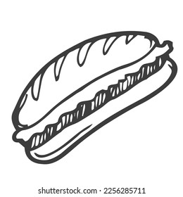 Hand drawn sandwich vector illustration. Fastfood concept