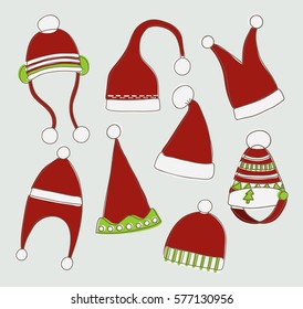 hand drawn santa christmas hat