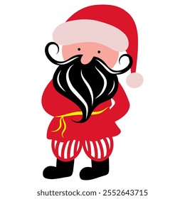 Hand drawn Santa Claus with a big beard and mustaches vector illustration