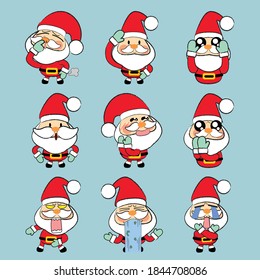 Hand drawn santa claus character collection Vector Illustration