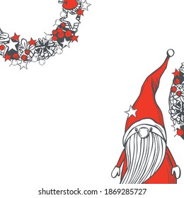 Hand drawn Santa Claus. Christmas Vector background. Sketch  illustration.  