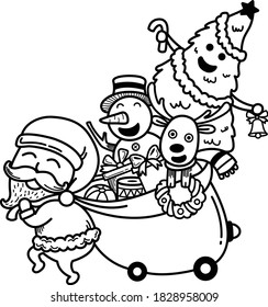 Hand drawn santa claus happy new year and merry christmas.illustration vector