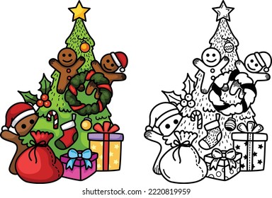 Hand drawn santa claus happy new year and merry christmas.illustration vector