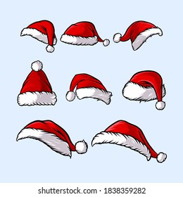 Hand drawn Santa Claus Hat bundle