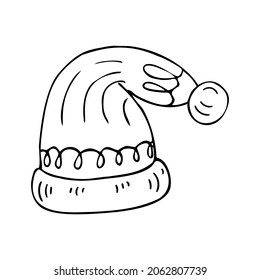 Hand drawn Santa Claus hat, doodle illustration.