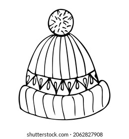 Hand drawn Santa Claus hat, doodle illustration.
