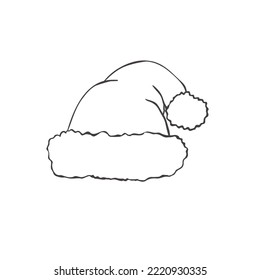 Hand drawn Santa Claus Hat. Vector Illustration.