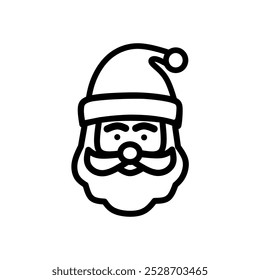 Vetor de cabeça de Papai Noel desenhado à mão, Ícone de Papai Noel bonito, Santa Claus Line Art