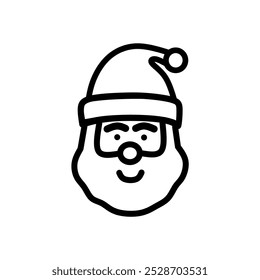 Ícone de vetor de cabeça de Papai Noel desenhado à mão, Ilustração de arte de linha de Papai Noel