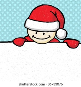 Hand drawn Santa Claus hold blank banner. Vector background eps 10.
