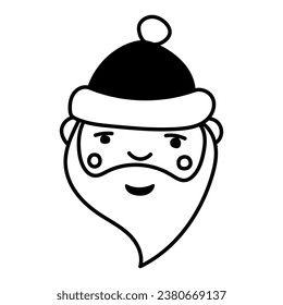 Hand drawn Santa Claus icon isolated on a white background.