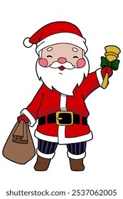 Hand drawn Santa Claus. Isolated on white. Child's drawing. Vector illustration.