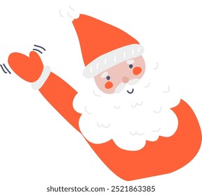 Dibujado a mano Santa Claus asomándose a la Ilustración vectorial