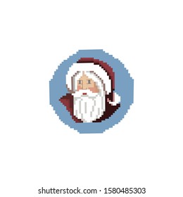 Hand drawn Santa claus pixel art style, Greeting card for Merry Christmas and Happy New Year.