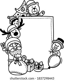 Hand drawn santa claus sign template.happy new year and merry christmas  illustration vector