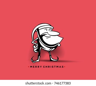 Hand drawn santa clause, merry christmas text, celebration, holiday, vector illustration