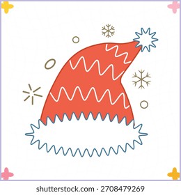 Handgezeichnete Weihnachtsmütze Vektorgrafik Doodle Clipart