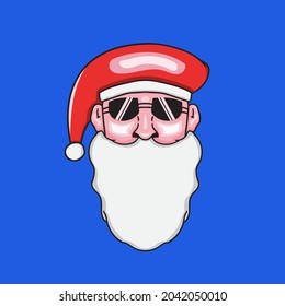 Hand drawn Santa illustration with sunglasses. great for New Year and Christmas t-shirt illustrations.