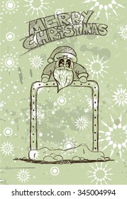 Hand Drawn Santa's Panel doodle sketch with Vintage themed background. Ideal for your Chrstmas  Vintage menu or cards.