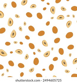 Dibujado a mano Sapodilla patrón de fruta diseño de fondo de Vector, ilustración plana.