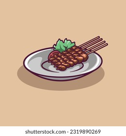 Hand drawn satay on a plate