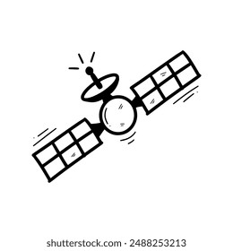 Hand Drawn Satellite Illustration. Doodle Vector. Isolated on White Background - EPS 10 Vector