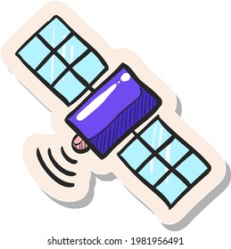 Hand drawn Satellite receiver icon in sticker style vector illustration