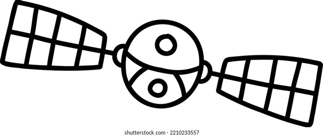 Hand Drawn satellites floating in space illustration isolated on background