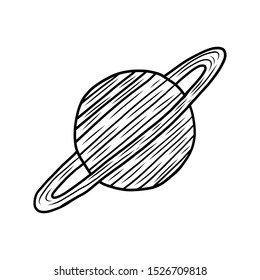 Hand drawn Saturn isolated on a white. Vector illustration.