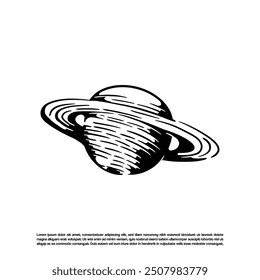 Hand drawn Saturn planet isolated on white background