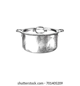 Cooking pot line outline icon Royalty Free Vector Image