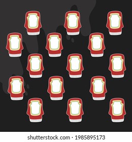 
hand drawn sauces in bottles