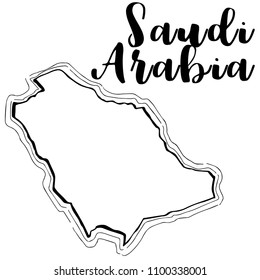 Hand drawn Saudi Arabia map sketch,vector illustration
