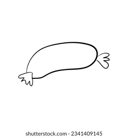 Hand drawn sausage. Doodle vector outline sketch