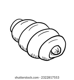 Hand drawn sausage in dough isolated on white background. Doodle vector food sketch isolated on white