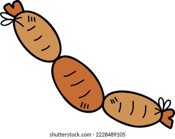 Hand Drawn Sausage illustration isolated on background