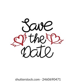 Hand Drawn "Save The Date" Calligraphy Text Vector Design.