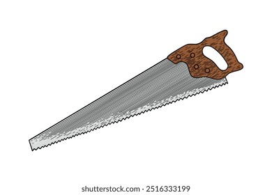 hand drawn saw colored illustration