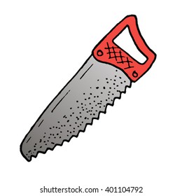 Hand drawn saw. Doodle drawing