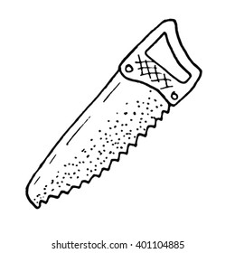 Hand drawn saw. Doodle drawing